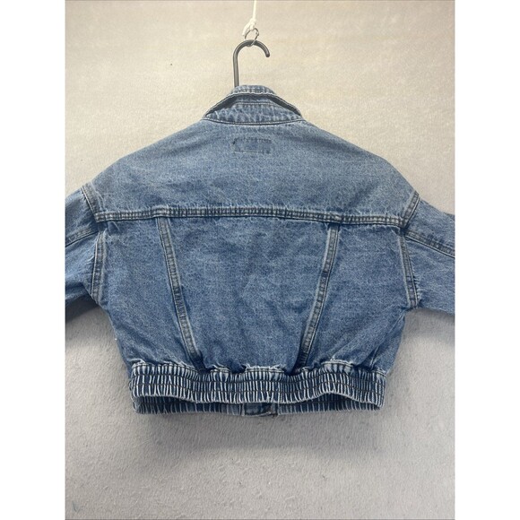 Wet Seal Blue Denim Button Front Cropped Jean Jacket S Stretch Waist Vintage Y2K - Picture 2 of 8